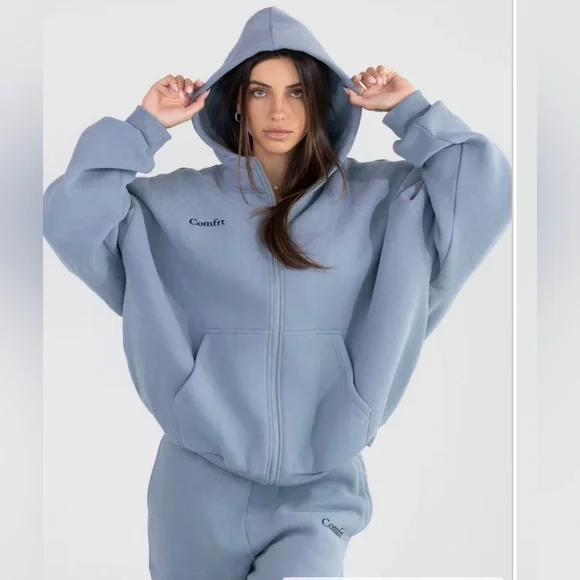 Comfrt Cloud Zip Hoodie-Blue Willow M - Picture 1 of 4